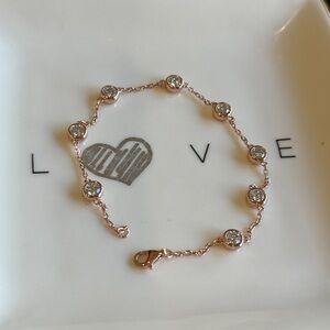 Rose Gold S925 Silver 8 Moissanite Diamond 2.4ct Bezel Station Bracelet